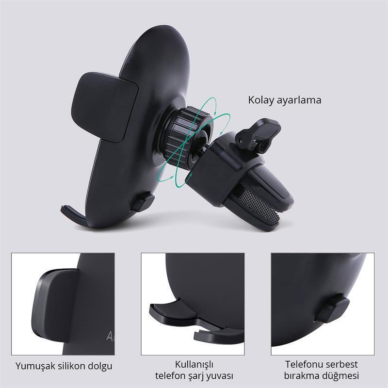 AUKEY  HD-C48-BK 360 DERECE TÜM CİHAZLARLA UYUMLU ARAÇ İÇİ TELEFON TUTUCU KOLAY KİLİTLEME/BIRAKMA 
