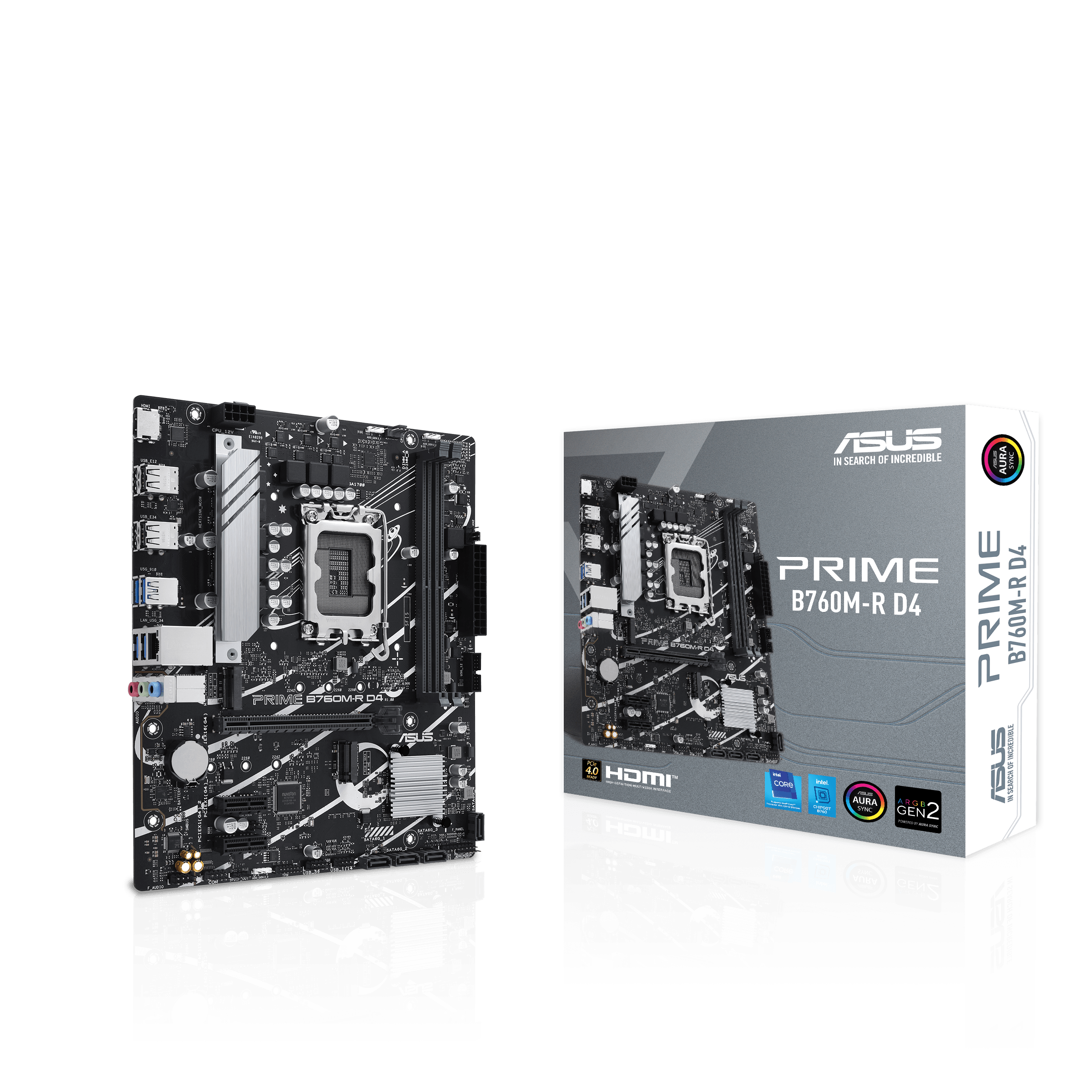 ASUS  PRIME B760M-R D4, 2xDDR4, 2x M.2, HDMI, 12-13-14.Nesil, LGA1700 Soket, Anakart