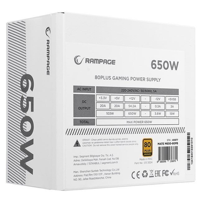 EVEREST Everest Rampage Mate 650W 80+ Bronze Beyaz-85612