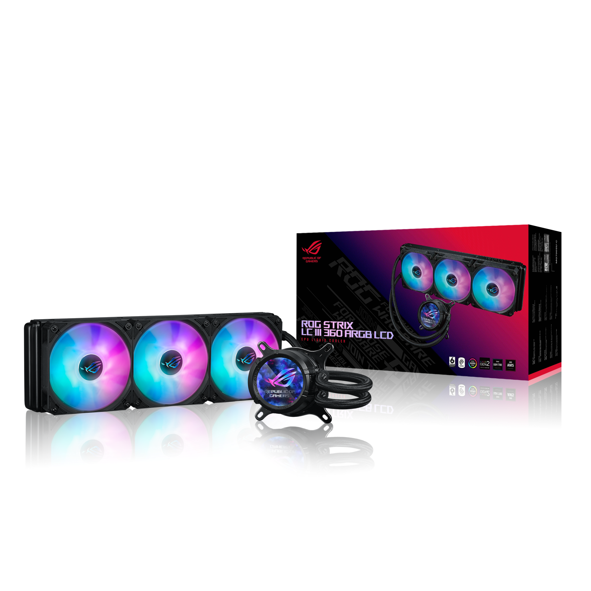 ASUS  ROG STRIX LC III 360 ARGB LCD CPU SIVI SOĞUTUCU 2.1" IPS LCD ASETEK'İN YENİ GEN7 V2 POMPASI VE PREMIUM ROG ARGB FANLAR