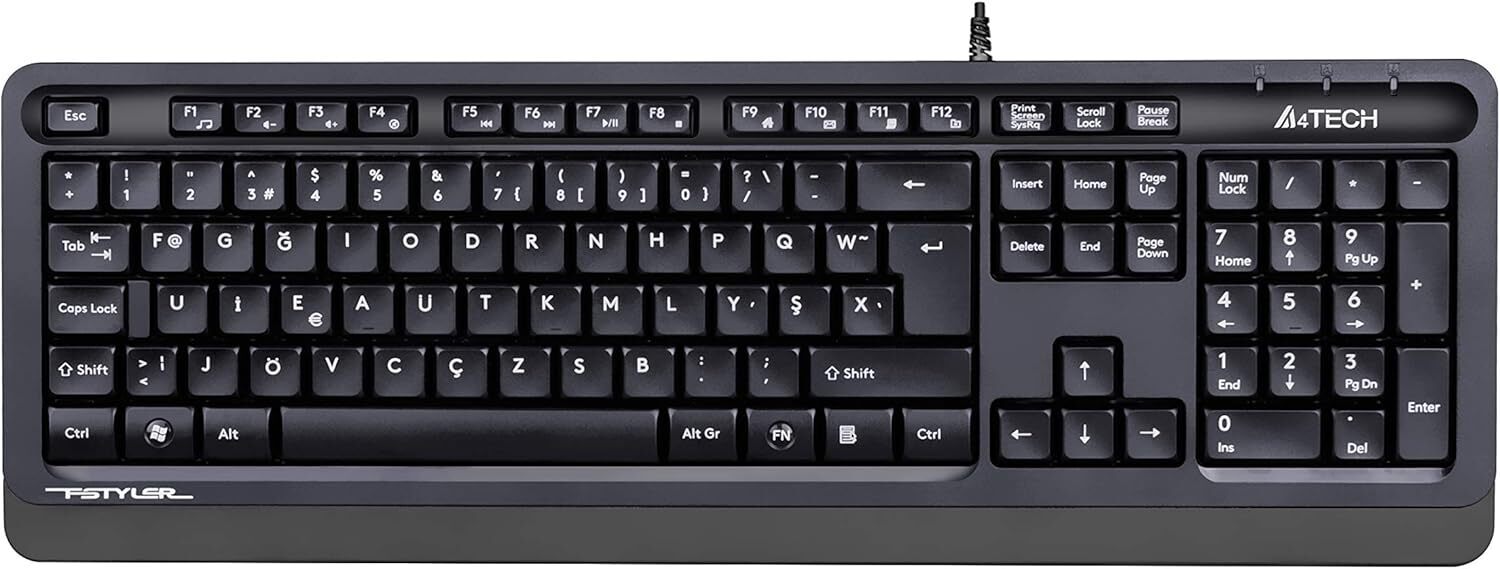 A4TECH A4 Tech FK10 USB Kablolu F Multimedia Klavye Gri-94936