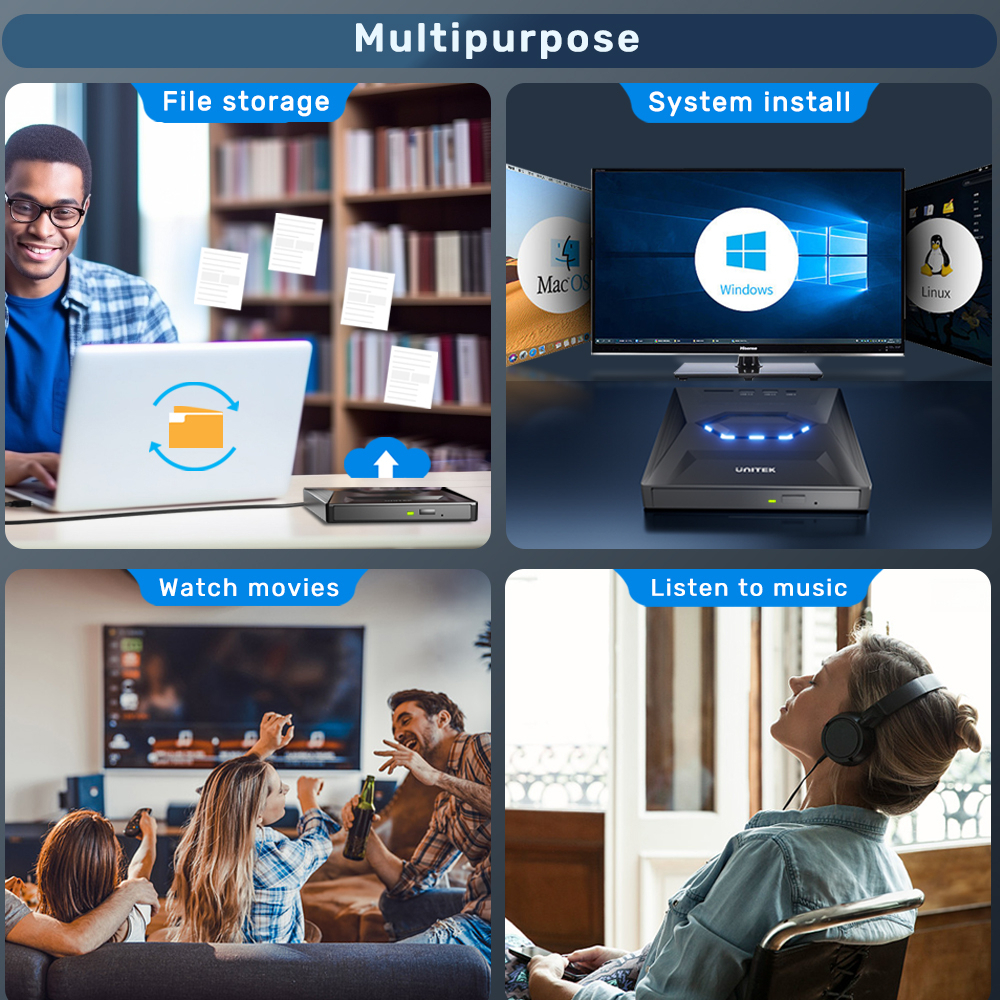 UNITEK HARİCİ DVD-RW TYPE-C/A+5in1 DOCK STATION (T1037A01)-76338