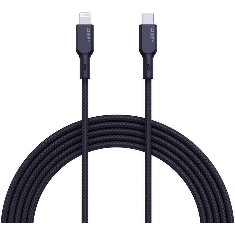 AUKEY  CB-NCL1-BK NAYLON ÖRGÜLÜ 3A 480MBPS TYPE-C LIGHTNING KABLOSU 1.8MT -97241