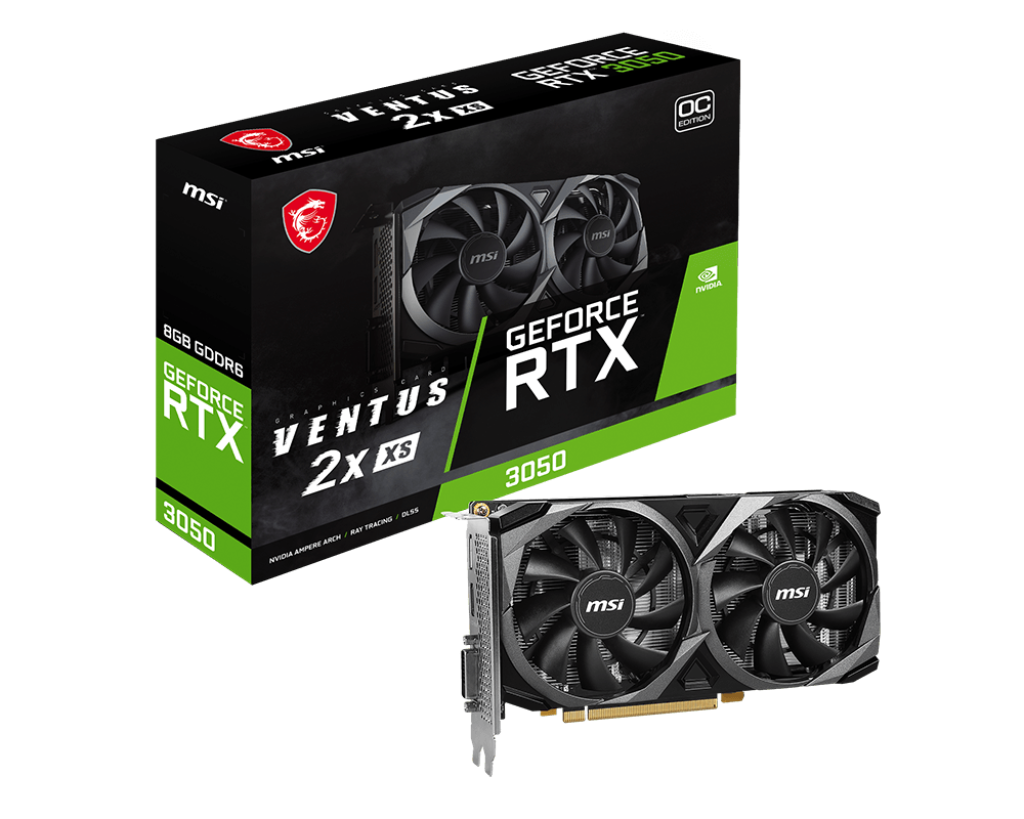 MSI  VGA GEFORCE RTX 3050 VENTUS 2X XS 8G OC RTX3050 8GB GDDR6 128B DX12 PCIE 4.0 X8 (1XDP 1XHDMI 1XDL-DVI-D)