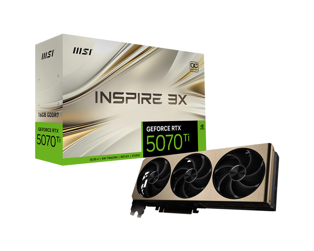 MSI MSI VGA GeForce RTX 5070 TI 16G INSPIRE 3X OC RTX5070TI 16GB GDRR7 256 B DX12 PCIE 5.0 X16 (3XDP 1XHDMI)