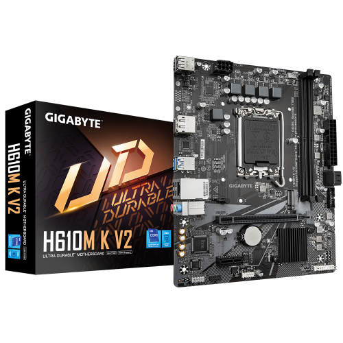 GIGABYTE GIGABYTE H610M K V2, rev.1.0, 2xDDR5, M.2, DP, HDMI, 12-13.Nesil, LGA1700 Soket, Anakart