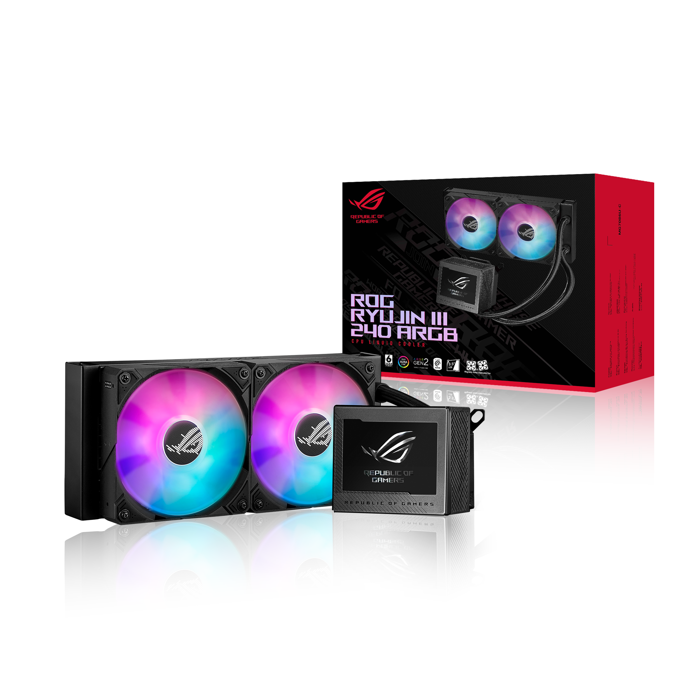 ASUS  ROG RYUJIN III 240 ARGB OLED 3.5inch LCD AURA SYNC RGB 3X NOCTUA IPPC 2000 PWM 120MM FAN SIVI CPU SOĞUTUCUSU