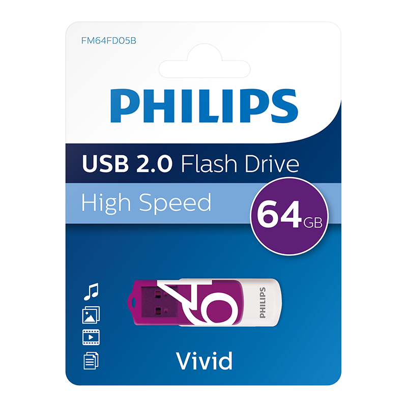 PHILIPS PHILIPS 64GB USB 2.0 25/10MB/S FM64FD05B/00