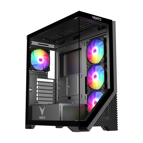 VENTO VENTO VG4202FL Mid Tower, 750W 80+ Siyah, Temperli Cam, RGB, ATX GAMING KASA