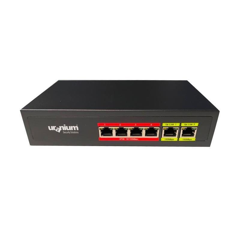 URANIUM  POE-4002-48W 4 PORT 10/100 + 2 PORT 10/100 RJ45 UPLINK POE SWITCH(REALTEK CHIPSET) 