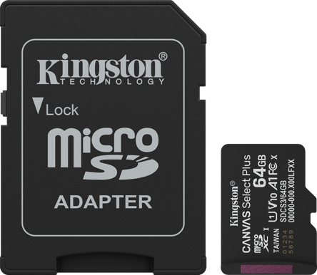 KINGSTON 64GB MICROSD CANVAS SELECT PLUS A1 SDCS3/64GB-92086