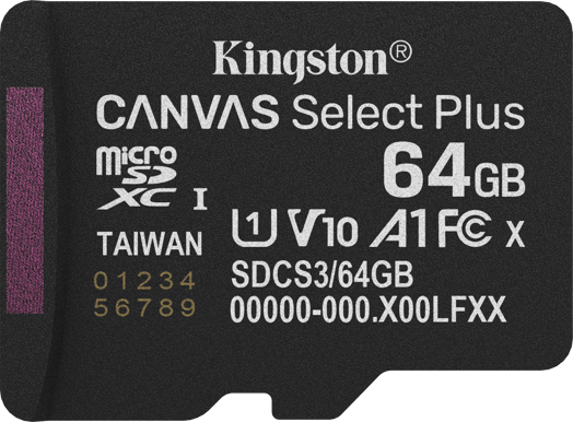KINGSTON 64GB MICROSD CANVAS SELECT PLUS A1 SDCS3/64GB-92087