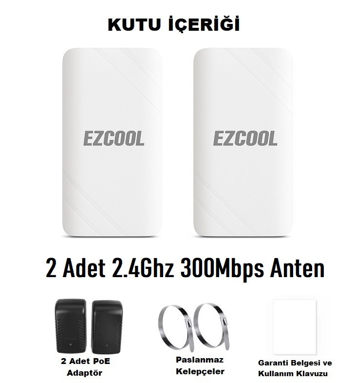 EZCOOL EZCOOL EZ-W240AN DIŞ ORTAM (2.4GHz 300Mbps 1KM) ACCESS POİNT
