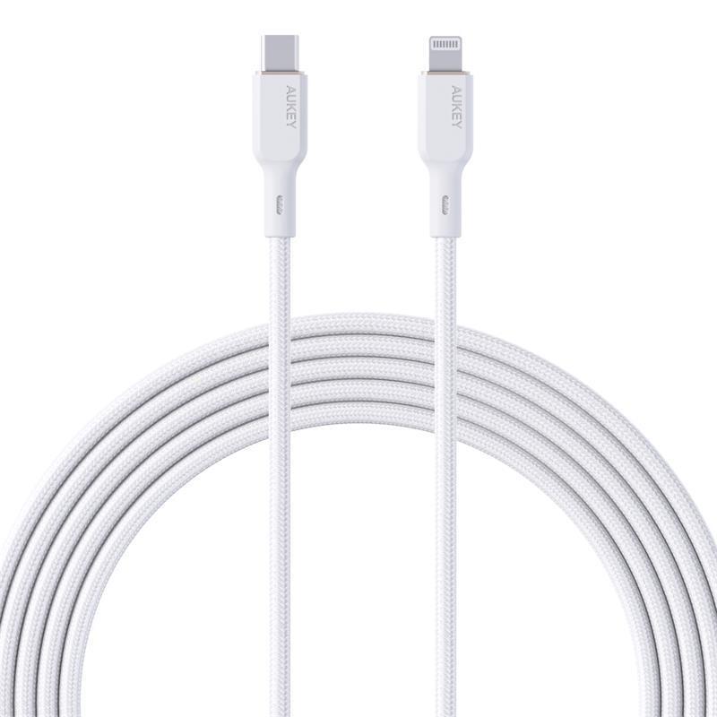 AUKEY  CB-NCL1-WH NAYLON ÖRGÜLÜ 3A 480MBPS TYPE-C LIGHTNING KABLOSU 1.8MT -97252