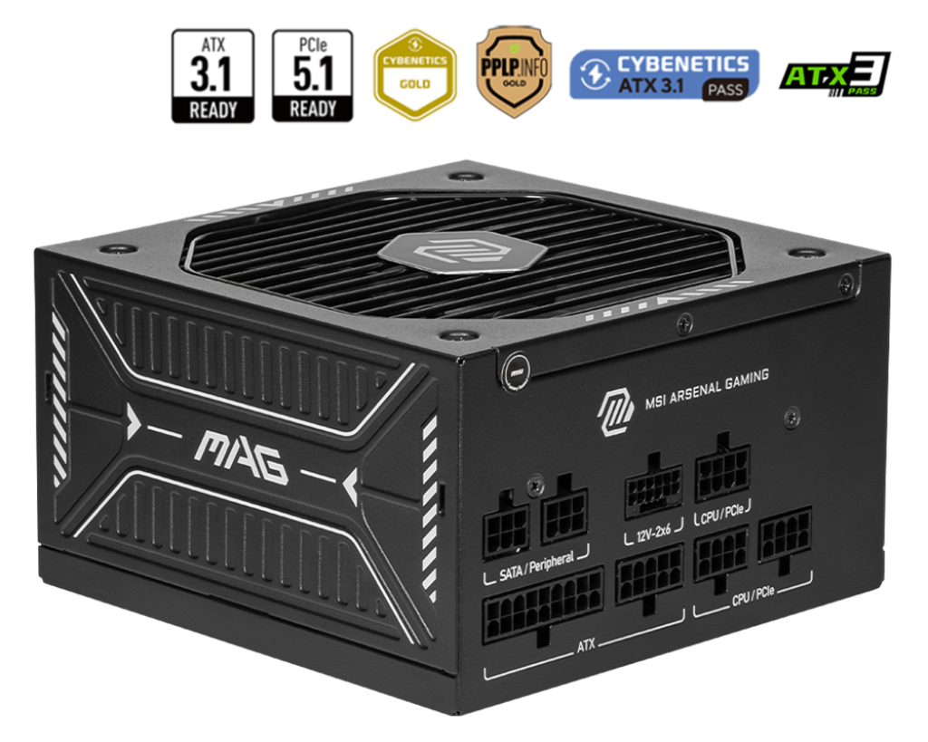 MSI MSI MAG A750GLS PCIE5 ATX V3.1 750W  PCIE 5.1 READY 80+ GOLD POWER SUPPLY