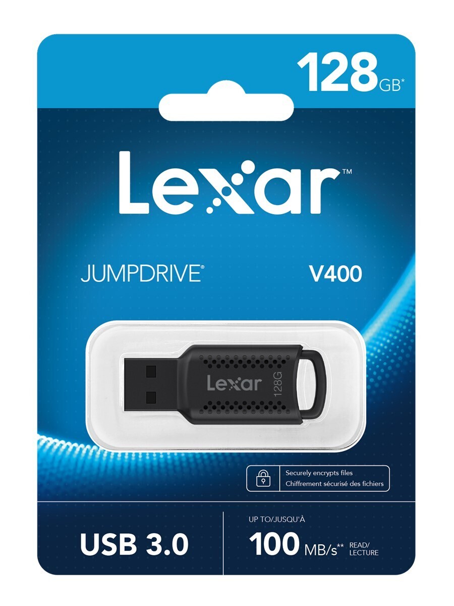 LEXAR 128GB LJDV400128G-BNBNG JUMPDRIVE V400 USB 3.0 FASH DRIVE 100MB/S READ-96845