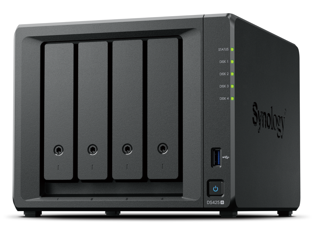 SYNOLOGY DS425+ DiskStation Intel J4125/2GB DDR4 (Maks.6GB)/4(3.5"/2.5" HDD/SSD) + 2(NVMe M2 SSD) Yuva Destekli Nas Storage