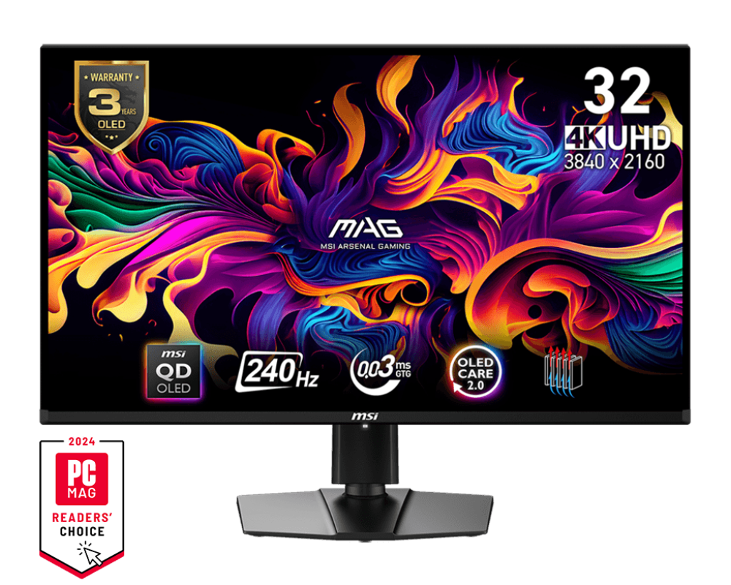 MSI  31.5 MAG 321UPX QD-OLED 3840x2160 (UHD) 16:9 FLAT 240HZ 0.03MS FREESYNC GAMING MONITOR-94571