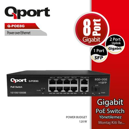 TP-LINK QPORT Q-POE8G 8 PORT GIGABIT + 2 PORT GIGABIT UPLI
