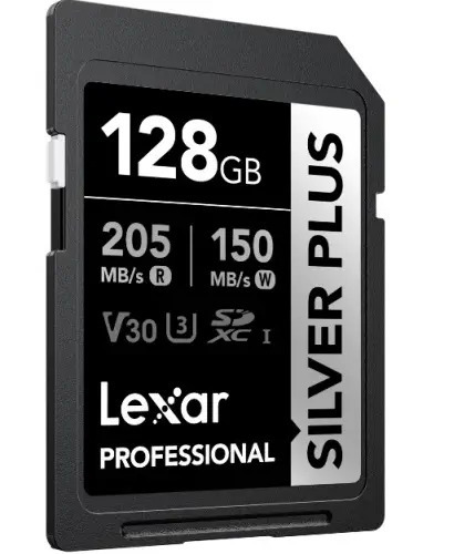 LEXAR 128GB LMSSIPL128G-BNANG MICROSD HIGH-PERFORMANCE SILVER PLUS MICROSDXC UHS-I UP TO 205MB/S READ 150MB/S WRITE C10 A2 V30 U3