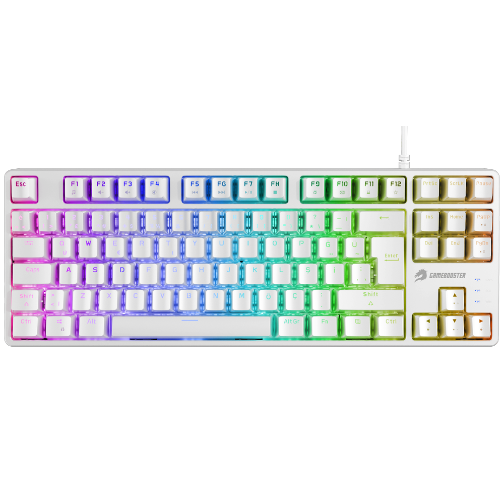 GAMEBOOSTER  G23 Enigma TKL Rainbow Aydınlatmalı Red Switch Mekanik Beyaz Oyun Klavyesi