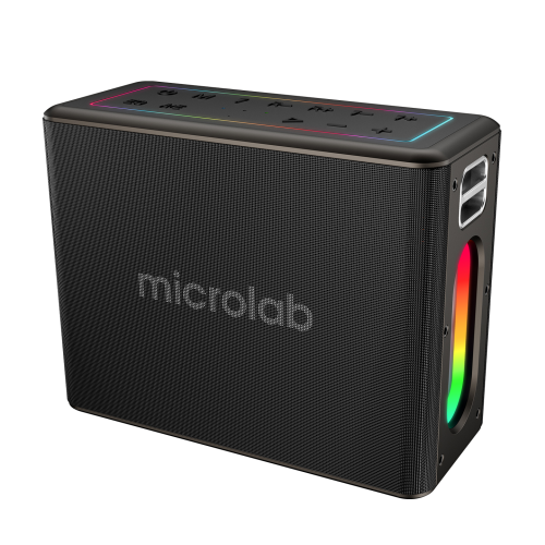 MICROLAB MICROLAB M60 Vega, 100W, Taşınabilir, BT/USB/AUX/TF/Type-C, RGB Işıklı, 15000mAh Batarya, 2adet Mikrofon, Karaoke/Parti, Bluetooth Speaker,