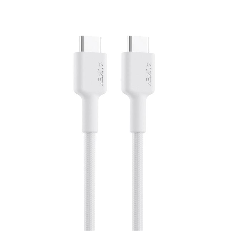 AUKEY  CB-CD45-WH PD NAYLON ÖRGÜLÜ TYPE-C TYPE-C ŞARJ KABLOSU 0.9M -97258