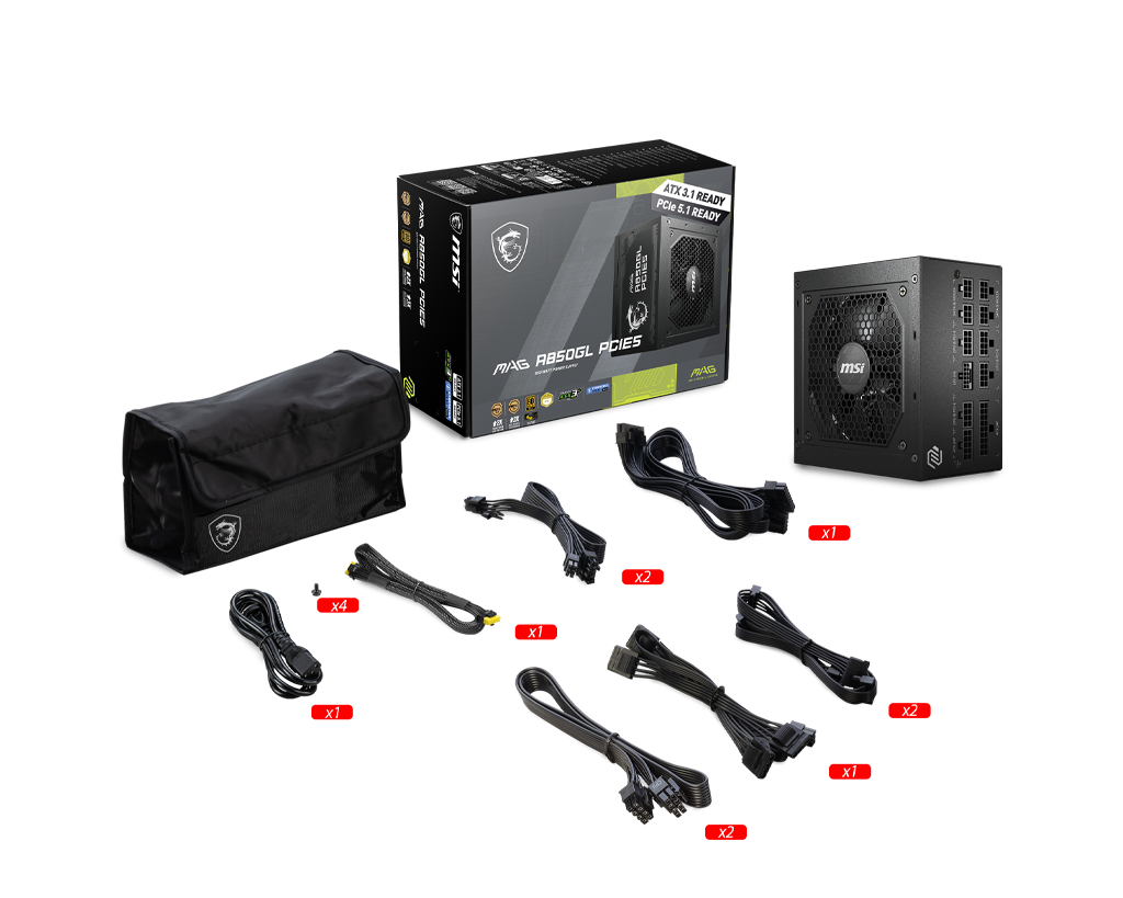 MSI  PSU MAG A850GL PCIE5 WHITE 850W 80+ GOLD POWER SUPPLY-BEYAZ-79532