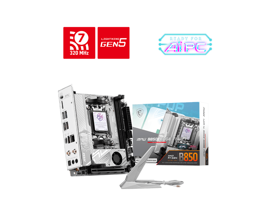 MSI MPG B850I EDGE TI WIFI AM5 DDR5 8200MHZ(OC) HDMI 2X M.2 USB 20GBS 5G LAN WI-FI 7 MINI ITX