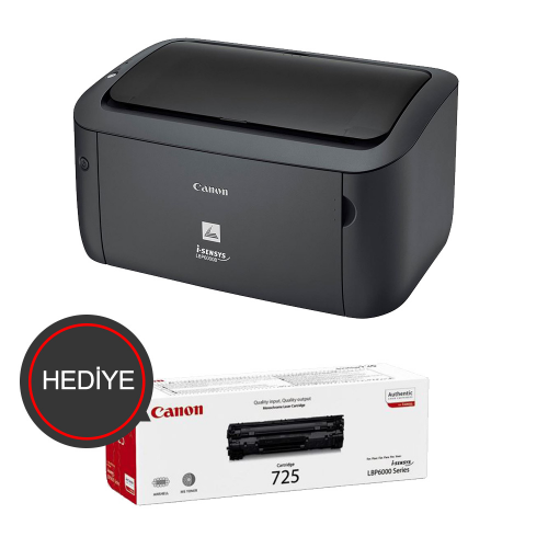 CANON  i-SENSYS LBP6030B, Lazer Yazıcı (Siyah), Orjinal 1adet CRG725 Toner Hediyeli (Dakikada 18 Sayfa)