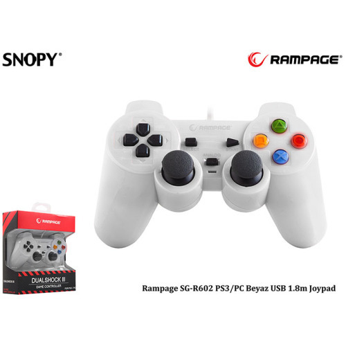 RAMPAGE  SG-R602, Beyaz, PC/PS3, 1.8mt Kablolu, Çift Titreşimli, GAMEPAD-72584