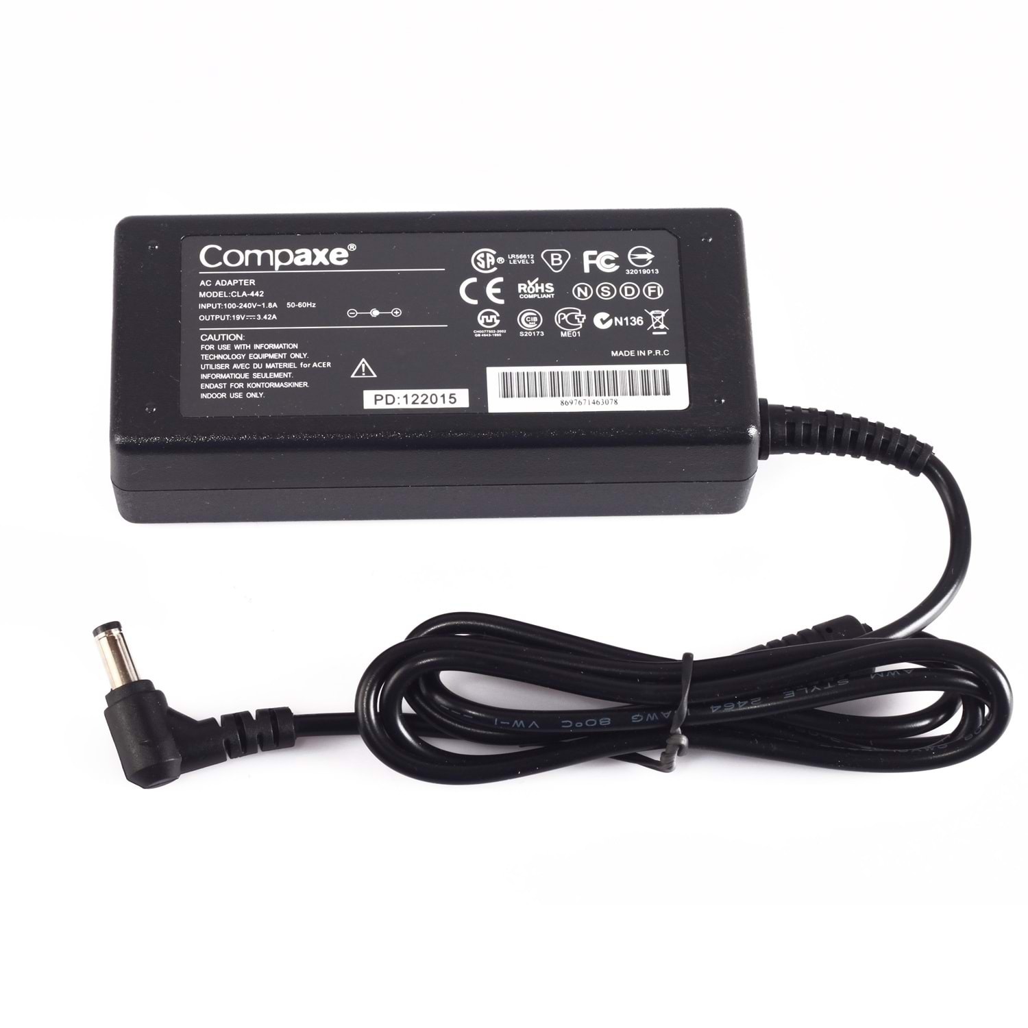 COMPAXE  65w CLA-442 19v 3.42amper 2.5/5.5mm Muadil Notebook Adaptörü