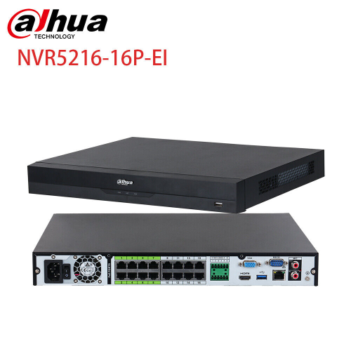 DAHUA NVR5216-16P-EI, 16Kanal POE, 32Mpix, H265+, 2 HDD Desteği, 1080P Kayıt, 384Mbps Bant Genişliği, NVR