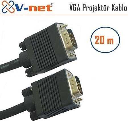 V-NET  VGA 20m Video Projektör kablosu, Gold Plated