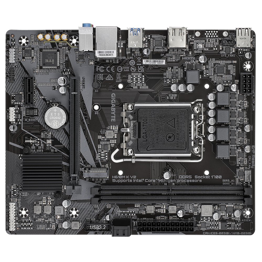 GIGABYTE GIGABYTE H610M K V2 D5 4800Mhz M.2 HDMI/DP MATX 1700P -91280