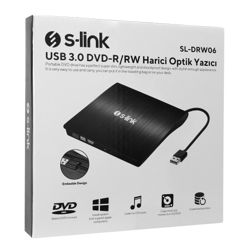 S-LINK  SL-DRW06 USB3.0 DVD-R/CD-R/RW Harici Optik Yazıcı-71819