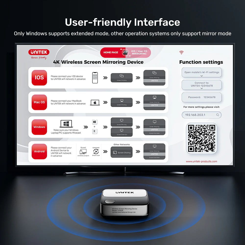 UNITEK WIRELESS 4K&60Hz KABLOSUZ GÖRÜNTÜ AKTARICI (V1162B01)-91109