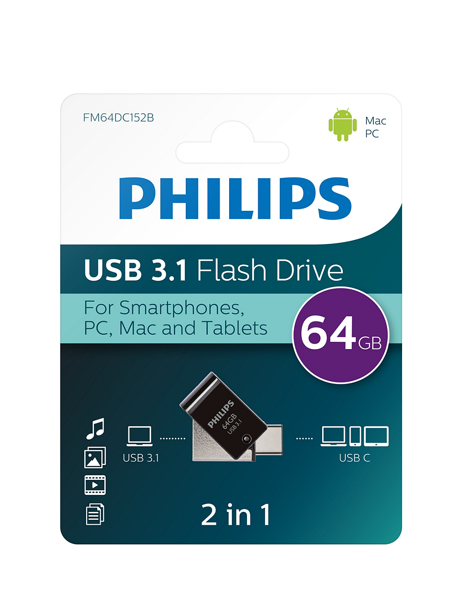 PHILIPS PHILIPS 64GB USB3.1 TYPE-C 100/150 MB/S FM64DC152B/00