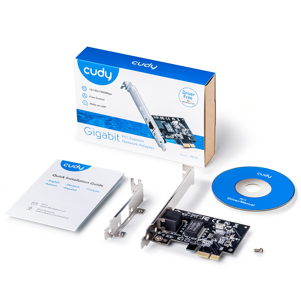 CUDY  PE10 10/100/1000 PCI Express ETHERNET KARTI