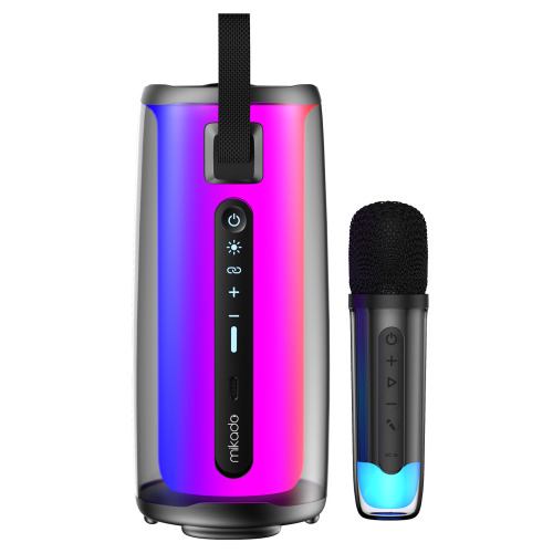 MIKADO MIKADO MD-17BT CAPELLA, 10W, Taşınabilir, USB/AUX/BT/TF, RGB Işıklı, Transparan, 1800mAh, Mikrofon, Karaoke, Bluetooth Speaker,