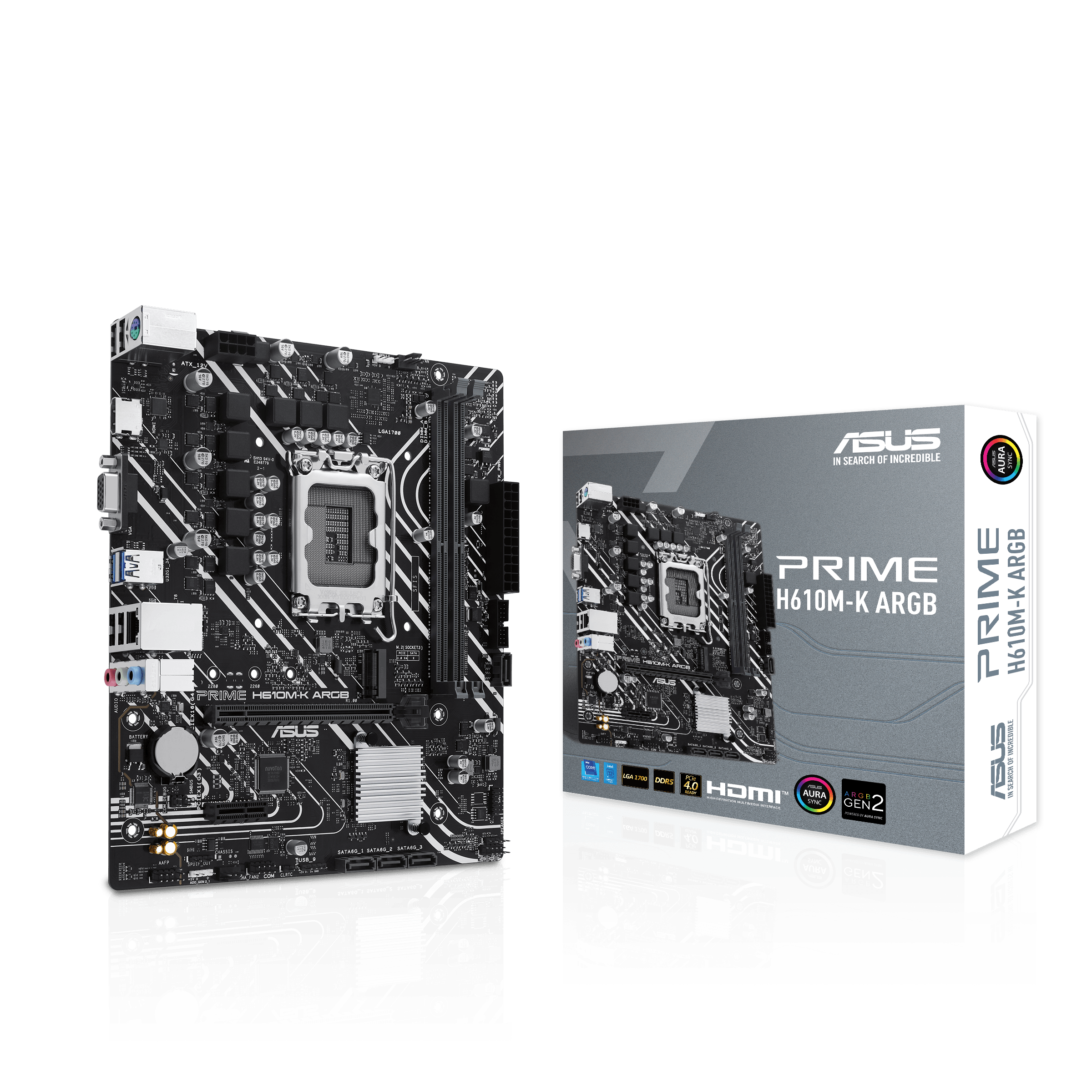 ASUS  Prime H610M-K ARGB D5 1700P Vga Hdmi