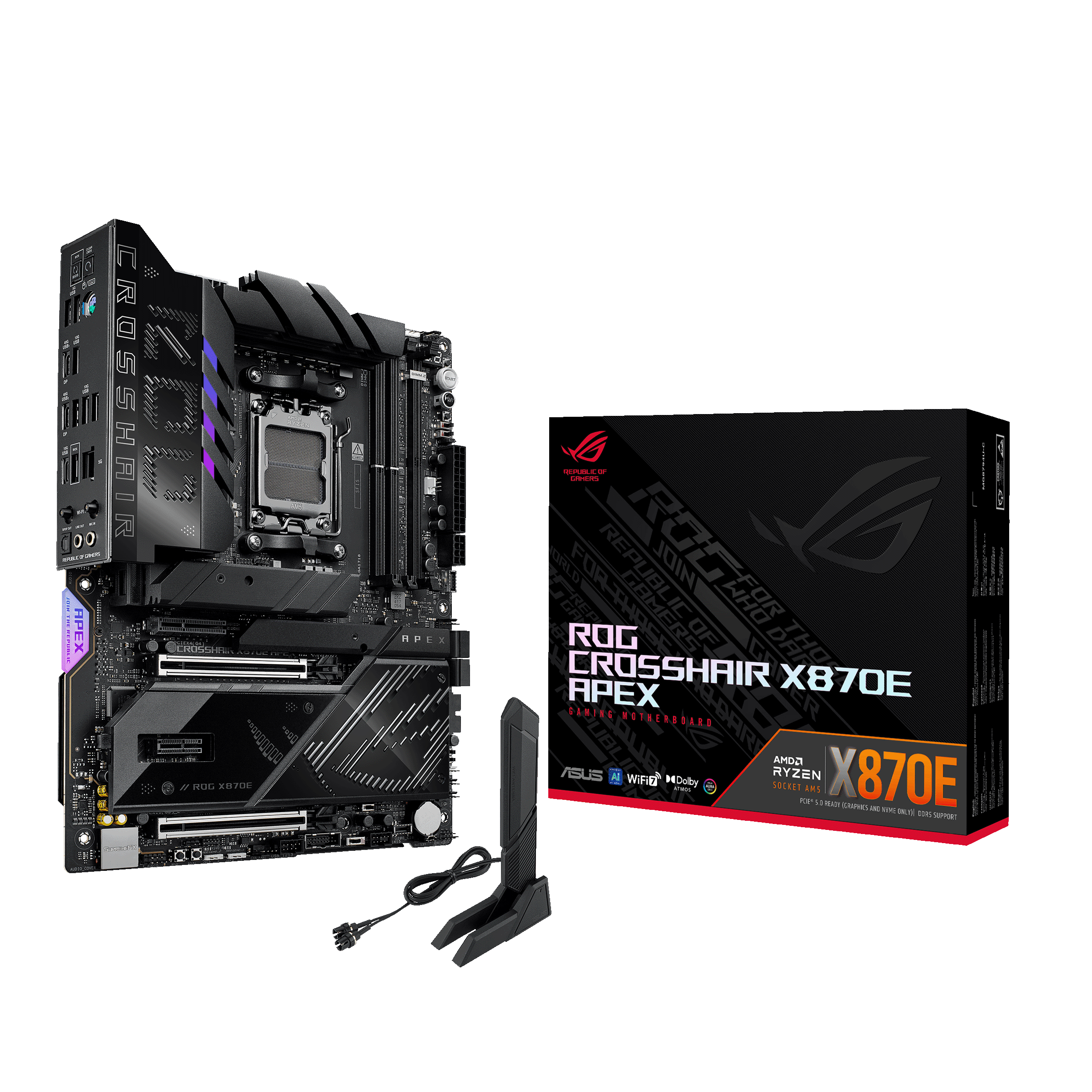 ASUS 90MB1KR0-M0EAY0 ROG CROSSHAIR X870E APEX AM5 DDR5 (2xDIMM-192GB) 8000MHz+ PCIe5.0/WiFi7/eATX