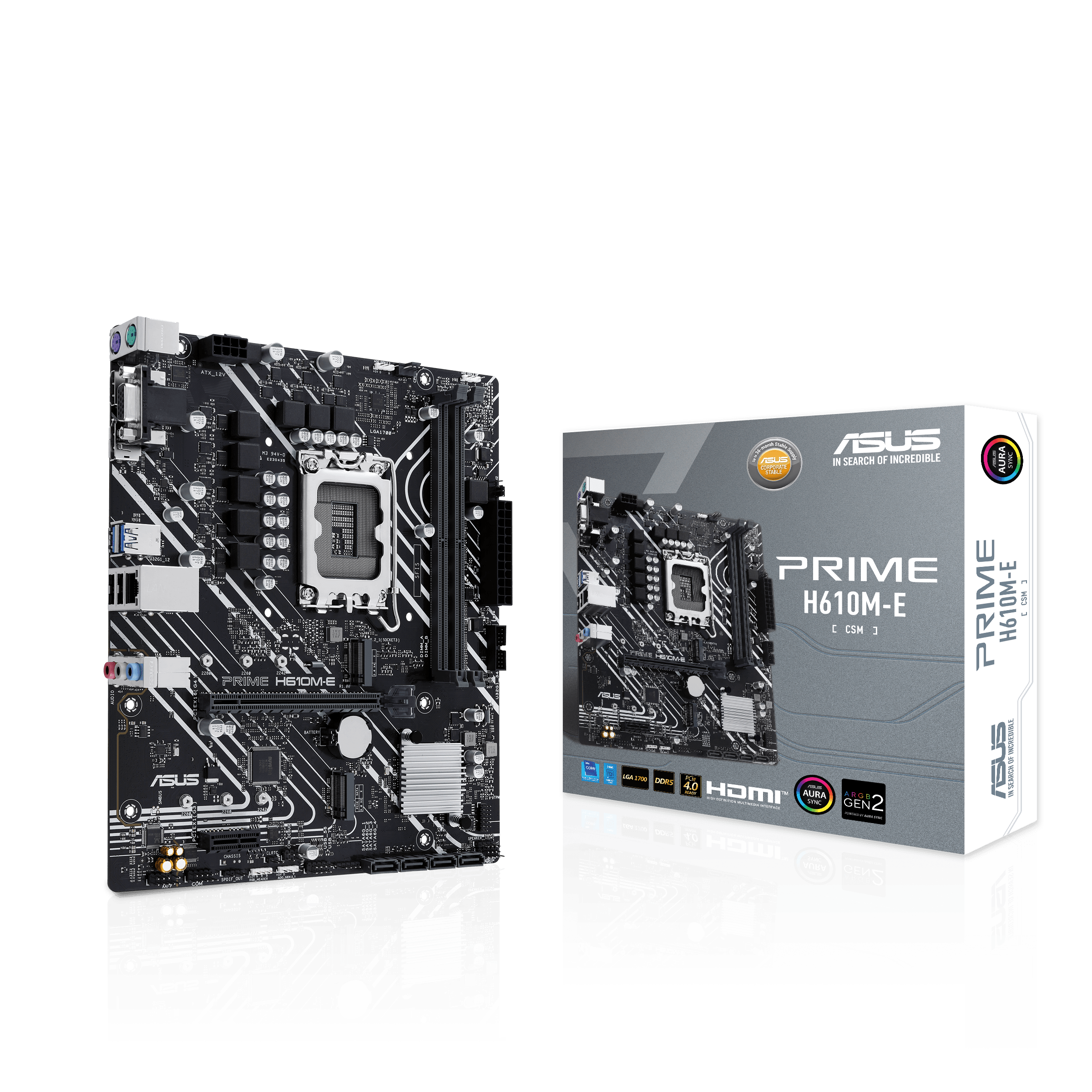 ASUS  PRIME H610M-E CSM, 2xDDR5, 2x M.2, D-SUB, HDMI, DP, 12-13.Nesil, LGA1700 Soket, Anakart