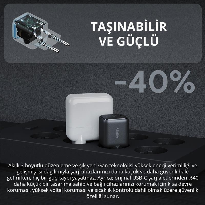 AUKEY  PA-B1L-BK 30W OMNİA II MİNİ GAN TYPE-C PD ŞARJ ADAPTÖRÜ -97265