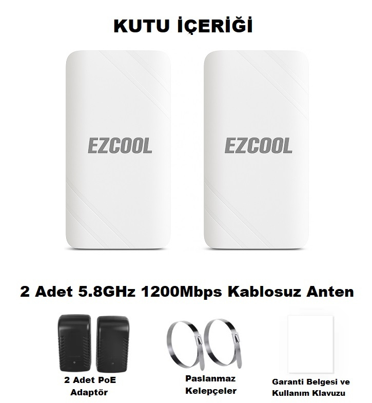 EZCOOL EZCOOL EZ-W580AN DIŞ ORTAM (5.8GHz 1200Mbps 1KM) ACCESS POİNT