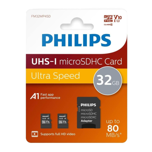 PHILIPS PHILIPS FM32MP45D, 2x32GB, SDHC, UHS-I, Class10, MicroSD Kart Bellek (SD Adaptörlü)