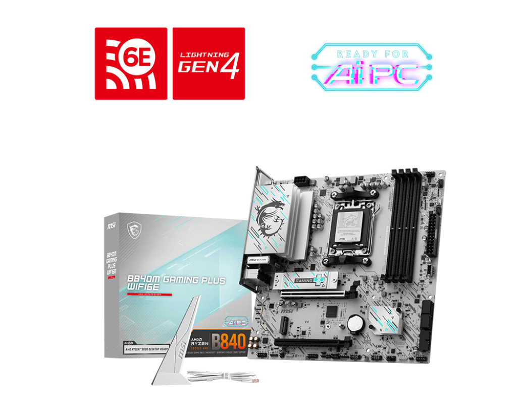 MSI B840M GAMING PLUS WIFI6E AM5 DDR5 8000MHZ(OC) HDMI , DP,2X M.2 USB 5 GBS 2.5G LAN WI-FI 6E MATX