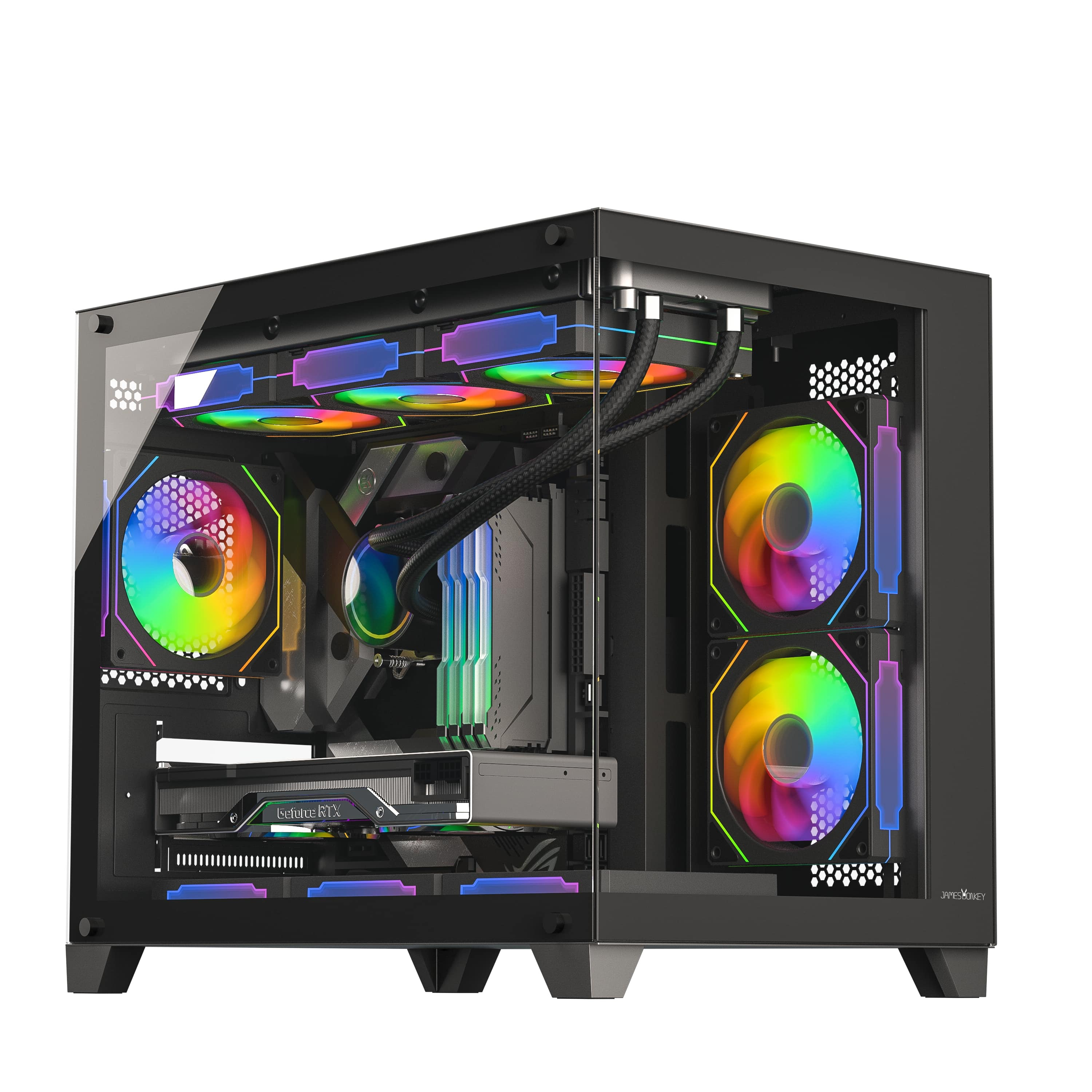 JAMES DONKEY  Stark S700 3xARGB Temperli Cam 650W 80+ Bronze mATX Siyah Gaming (Oyuncu) Kasa