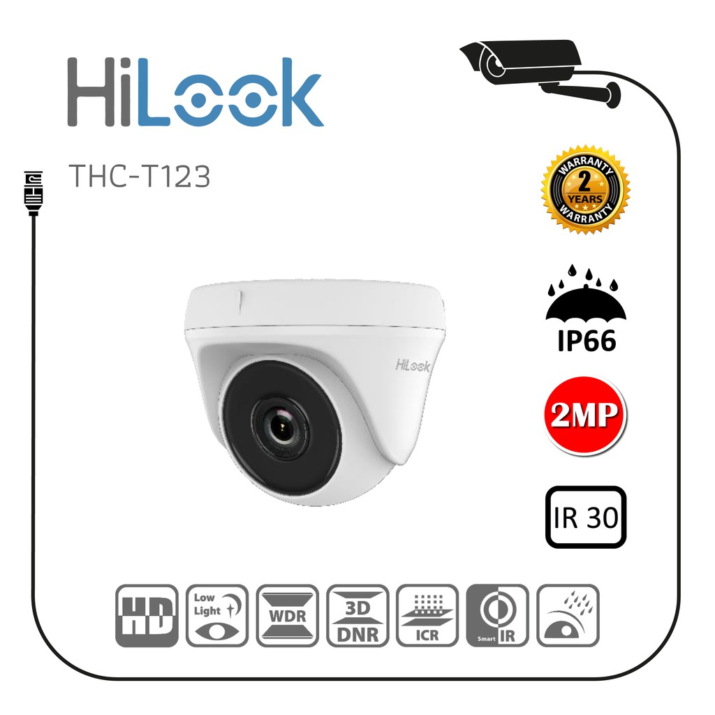 HILOOK  THC-T123-M  2Mpix 30Mt Gece Görüşü, 2,8mm Lens, Metal Kasa, Dome Kamera-86043