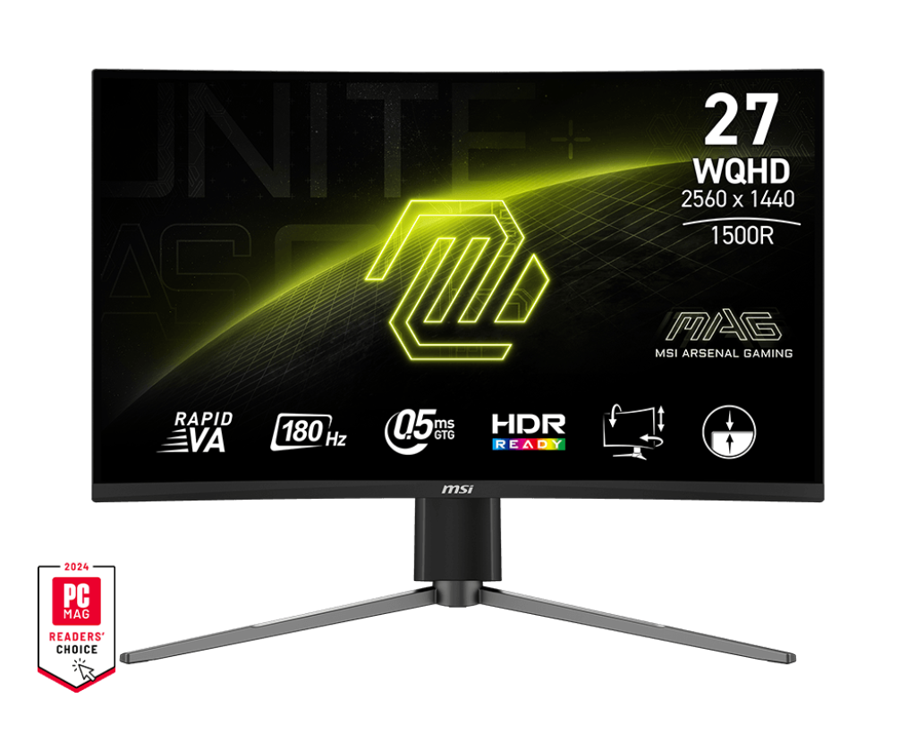 MSI 27" MSI MAG 27CQ6PF 0.5ms 180Hz 2560x1440 2xHDMI DP VA Curved Gaming Moniitör-90654